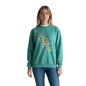 Vintage 90’s Top Stitch Butterfly Embroidered Sweatshirt